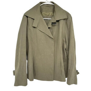Annette Gortz Jacket Size 42 Linen Cotton Double Breasted Snap Army Green